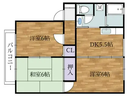 ハイツコーエーⅡ(3DK/1階)の間取り写真