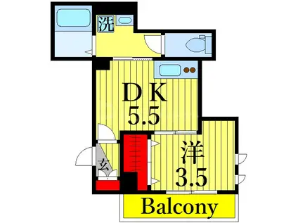 パル町屋(1DK/2階)の間取り写真