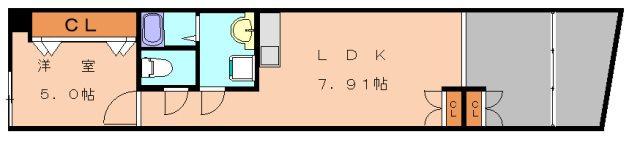 ハナミアパートメント(1LDK/1階)の間取り写真