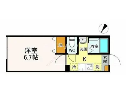 フォースダウン(1K/1階)の間取り写真