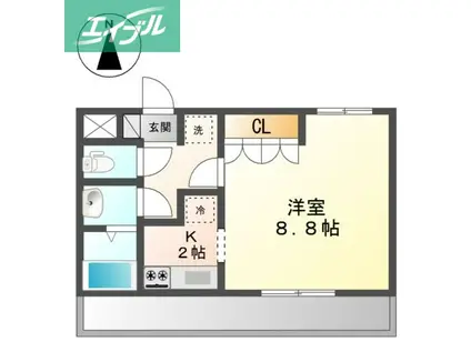 フィールドアップ(1K/1階)の間取り写真