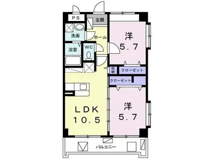 ラ メゾン クロエ(2LDK/2階)の間取り写真