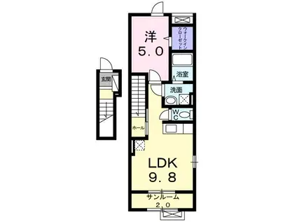 クリア・フォレストI(1LDK/2階)の間取り写真