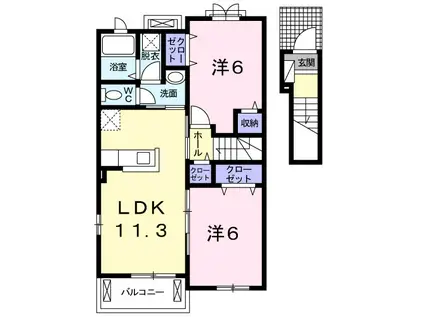 ベル メゾン ディデアル(2LDK/2階)の間取り写真