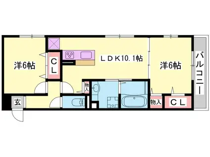 グランディール(2LDK/1階)の間取り写真