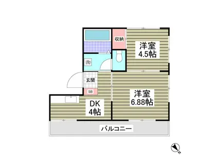 第一ピアコート(2DK/3階)の間取り写真