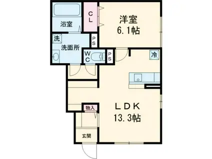 セジュール沼ノ端中央VI(1LDK/1階)の間取り写真