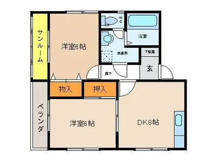 コアーザ・ヒバリ(2DK/1階)の間取り写真