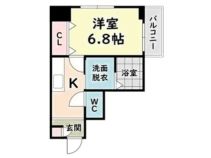 シャンポール内田橋(1K/6階)の間取り写真