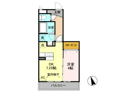 D-ROOM ネオウイング(1DK/3階)の間取り写真