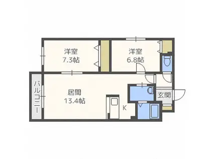 KOKOMO平和通(2LDK/4階)の間取り写真