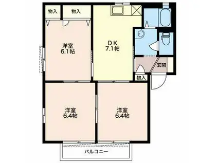 グランシャリオ中吉田(3DK/1階)の間取り写真