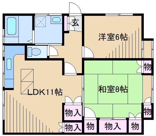 大倉山ハイツ(2LDK/1階)の間取り写真