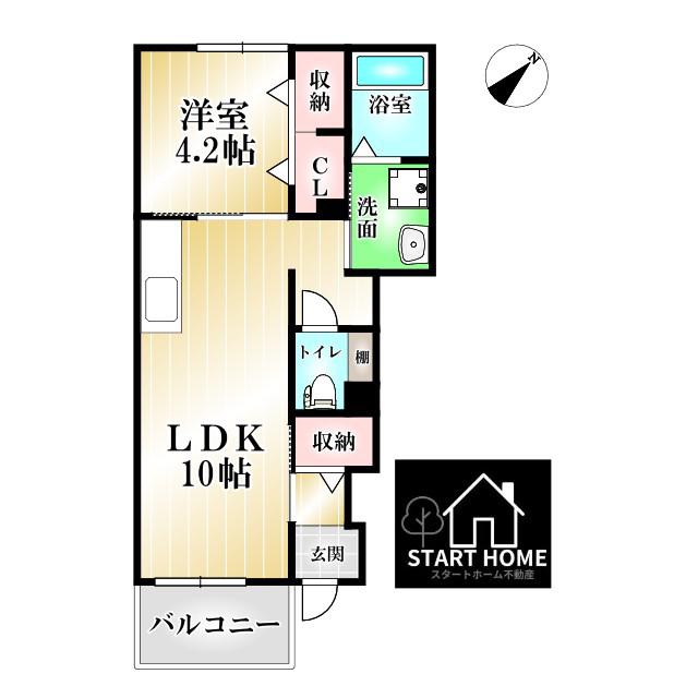 クラール名東 A(1LDK/1階)の間取り写真