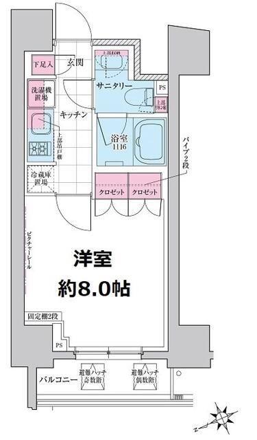 ステラメゾン三軒茶屋(1K/15階)の間取り写真