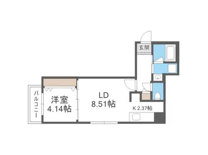BPRレジデンス二十四軒(1LDK/3階)の間取り写真