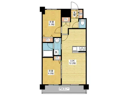 プレサンスジェネ栄(2LDK/14階)の間取り写真