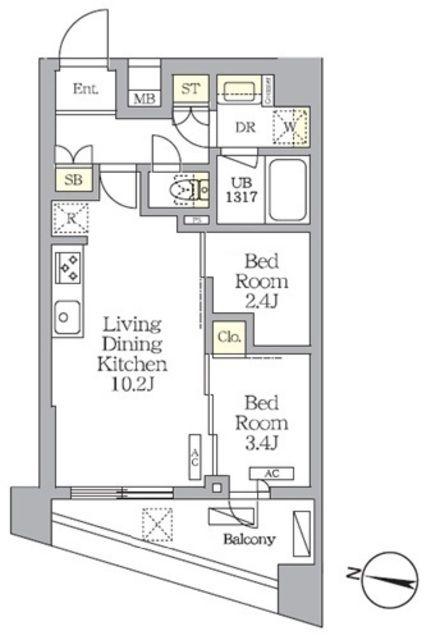NOGATA RESIDENCE(2LDK/3階)の間取り写真