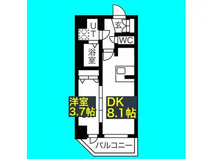メイクス上前津III(1DK/10階)の間取り写真