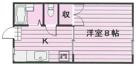 パールハイツB(1K/2階)の間取り写真