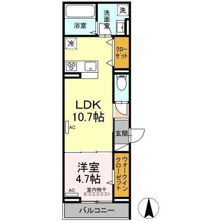 メラヴィリア(1LDK/3階)の間取り写真