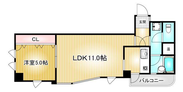 東和覚王山ヒルズ(1LDK/2階)の間取り写真