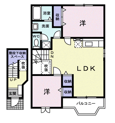 フォンターナ サノB(2LDK/2階)の間取り写真