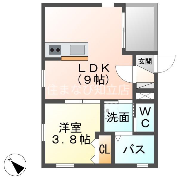 VERDE東陽(1LDK/1階)の間取り写真