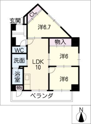 グランドパレス加納(3LDK/7階)の間取り写真