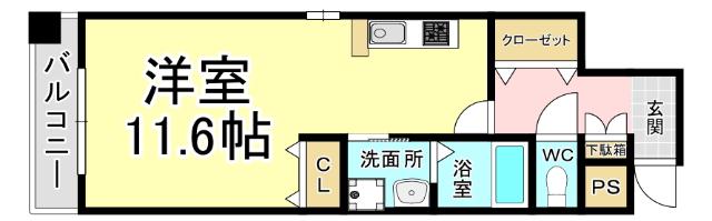 PLAISIR(ワンルーム/6階)の間取り写真