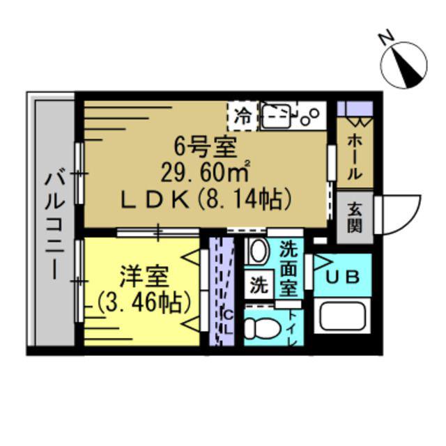 AJ北松戸(1LDK/2階)の間取り写真