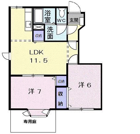 サンライトフォレスタB(2LDK/1階)の間取り写真
