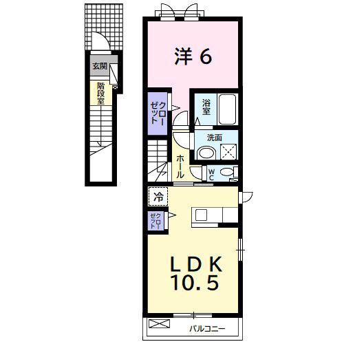 ラフレシール ガーデン(1LDK/2階)の間取り写真