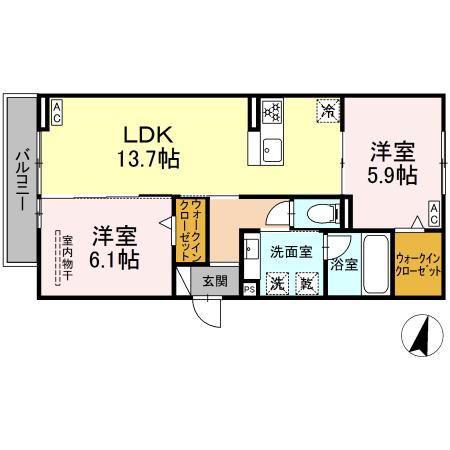 CELESTIA(2LDK/3階)の間取り写真