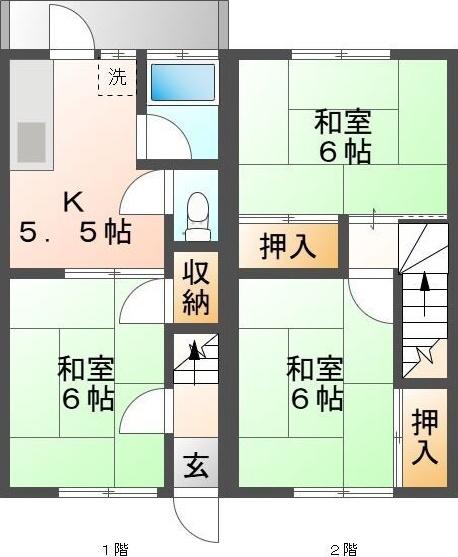 さぎやま庵(3K/1階)の間取り写真