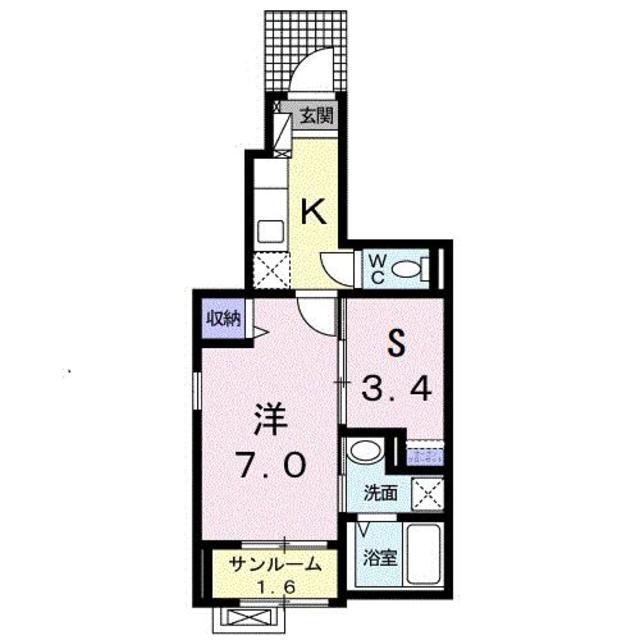 ルーフ ウェーブ笹崎A(1SK/1階)の間取り写真