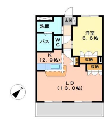 CALM PLACE(1LDK/1階)の間取り写真