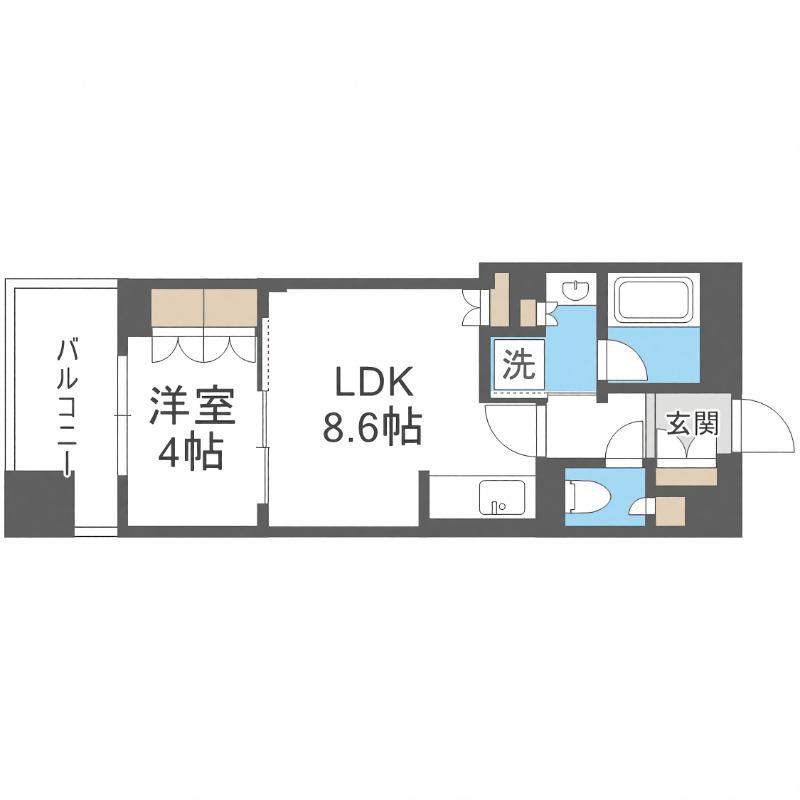 パークリュクス札幌大通公園(1LDK/4階)の間取り写真