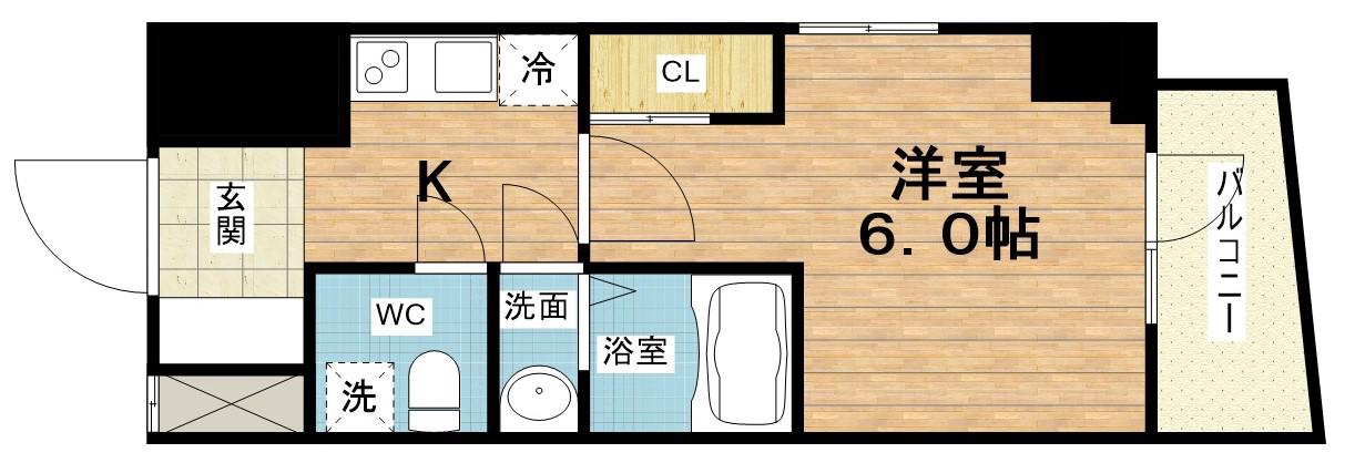 エスリードレジデンス大阪福島フロント(1K/14階)の間取り写真