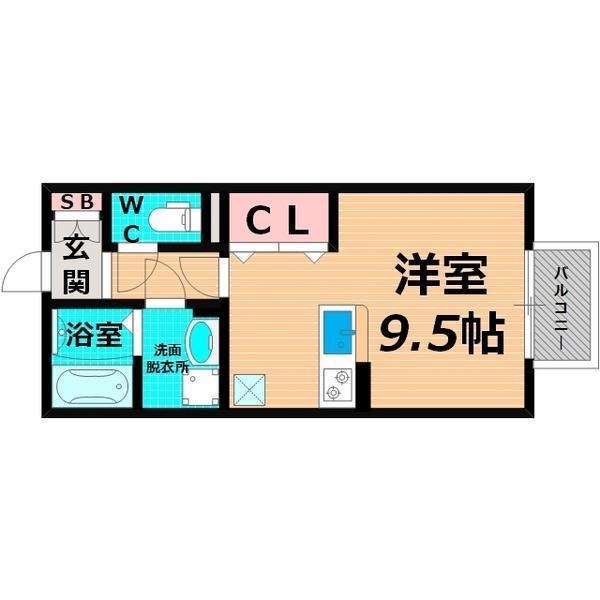 ハーフタイムIMAZU(1K/1階)の間取り写真