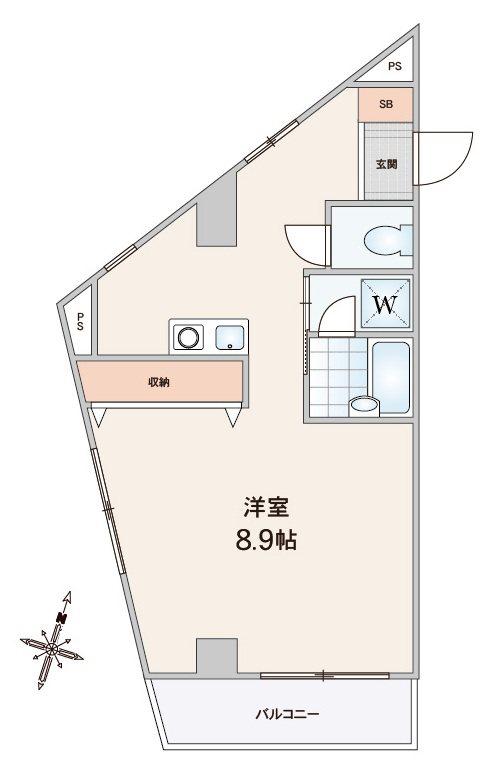 アーバンステージ竹の塚(ワンルーム/4階)の間取り写真