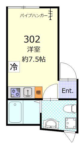 駒込スクエア(ワンルーム/3階)の間取り写真