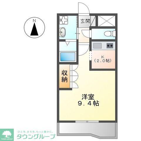 ベルガモット(1K/1階)の間取り写真