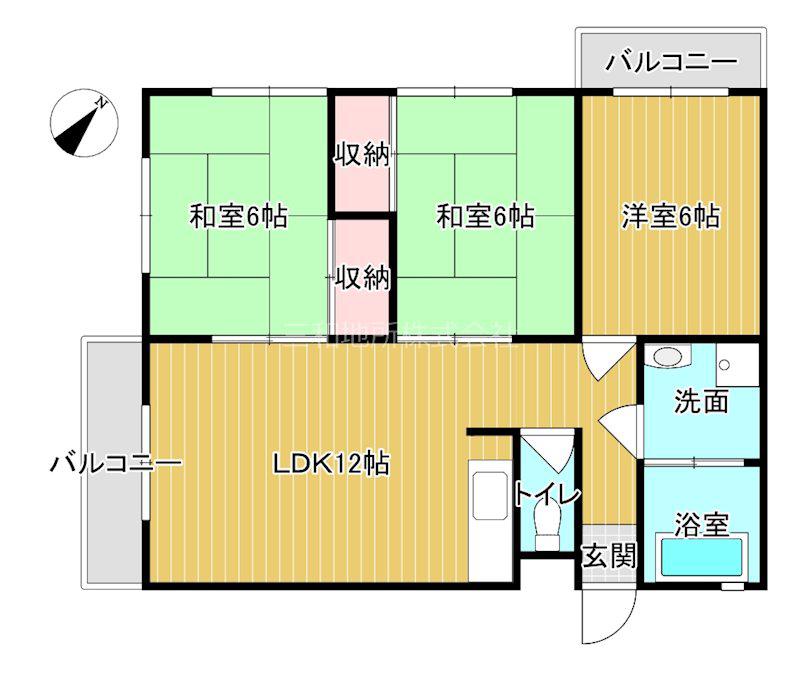 第2要ビル(3LDK/2階)の間取り写真