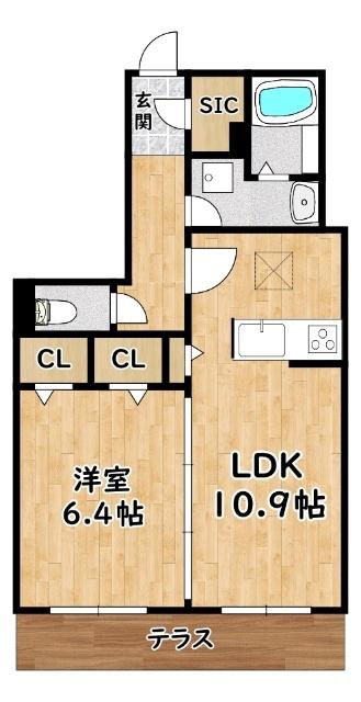 エトワール大和田(1LDK/2階)の間取り写真