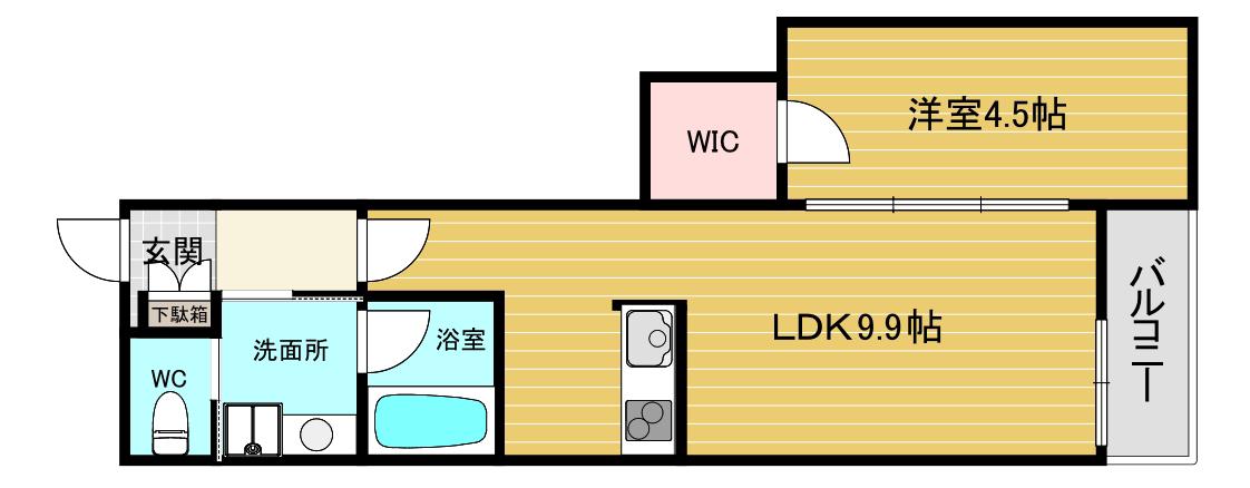 ウェルスクエア西宮北口(1LDK/2階)の間取り写真