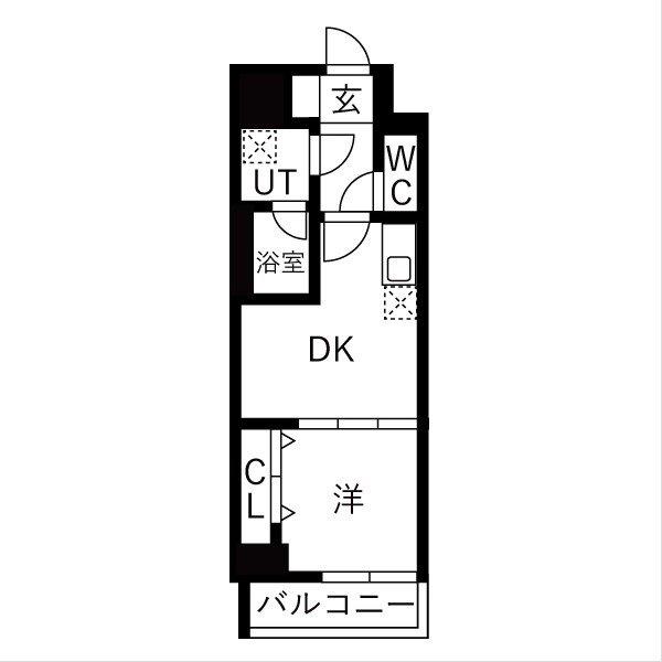 オークランス森下II(1DK/2階)の間取り写真