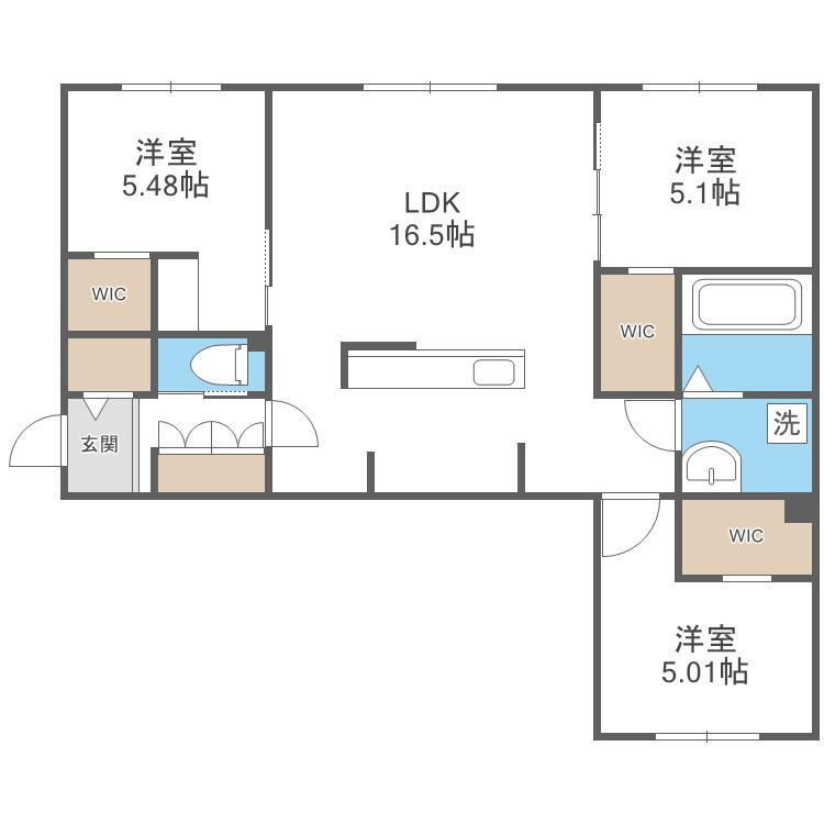 アーバス南円山(3LDK/4階)の間取り写真