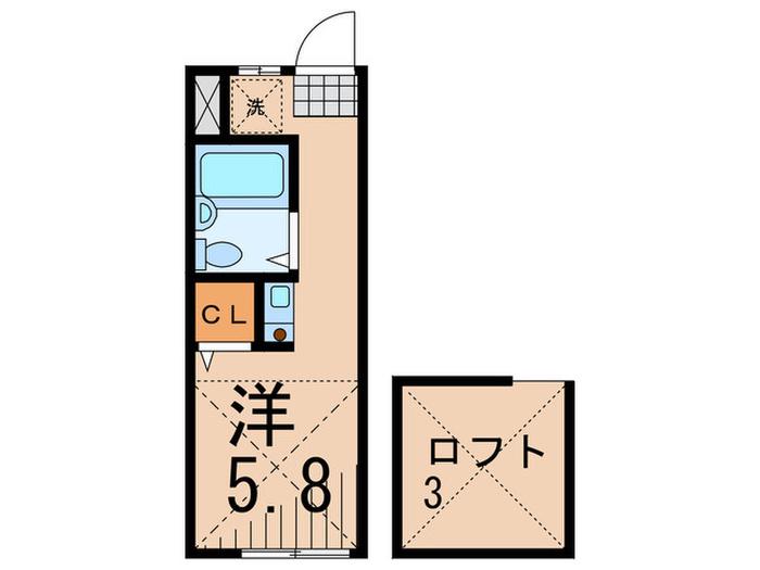 上馬ウエスト(ワンルーム/2階)の間取り写真