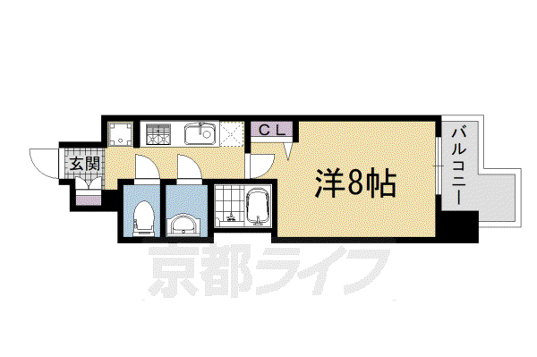 ベラジオ五条堀川II(1K/7階)の間取り写真